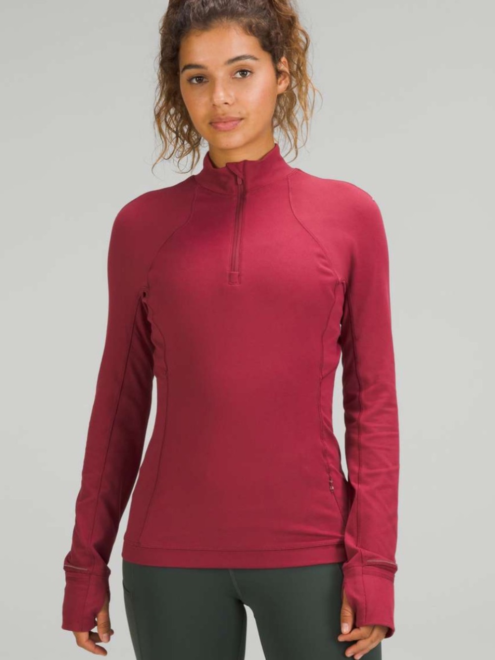 Lululemon It’s Rulu Run Half Zip Mulled Wine Size 8 Thumbholes